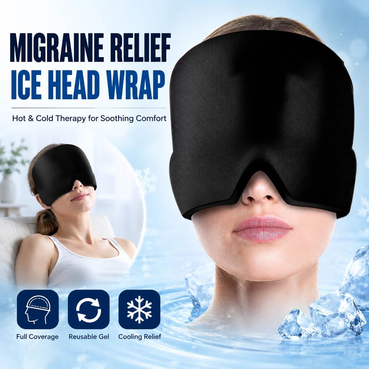 Eye Mask Heated - Migraine Relief Ice Head Wrap Hot
